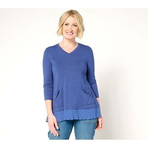 Fashion Women's Top Sz M Rayon 230 Broomstick Hem Blue A689929